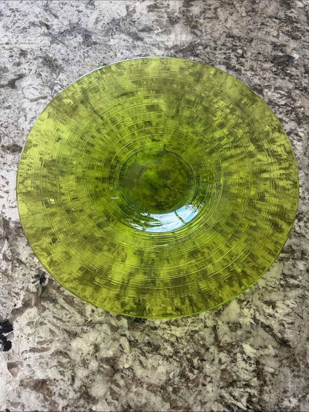 Vintage Steuben Reeded Threaded Green Art Blown Glass MCM Centerpiece Bowl 13”